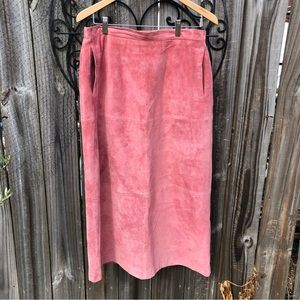 Terry Lewis Classic Luxuries vintage suede Dusty Rose midi skirt 14